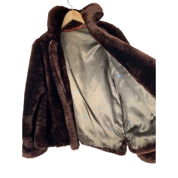 VTG 50s Genuine Shearling Fur Teddy Coat Lamb Size M/L Plush Cold Winter 8697 - Picture 5 of 11